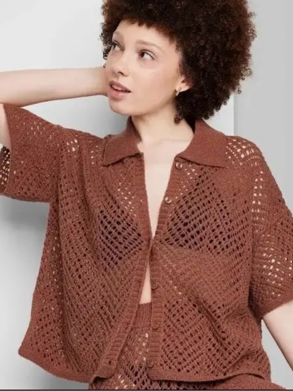 Wild Fable Crotchet Knit button down shirt